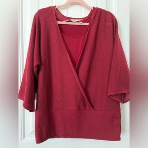 Avenue plus size dark brick red cross front sweater and tank set. Two pieces.